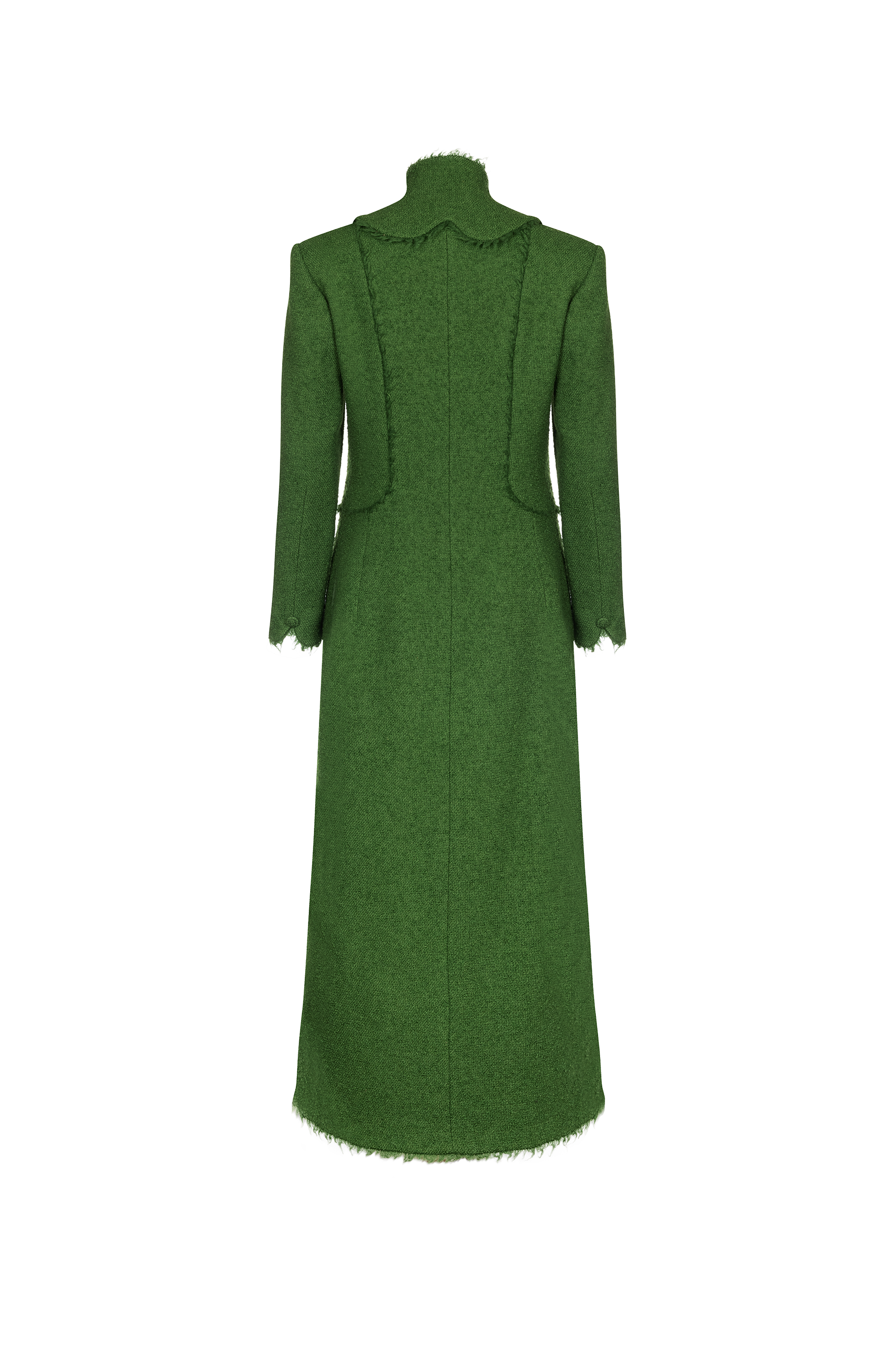LA BOHÈME | Wool Boucle Coat-Dress With Collar & Covered Buttons LA BOHÈME | Wool Boucle Coat-Dress With Collar & Covered Buttons