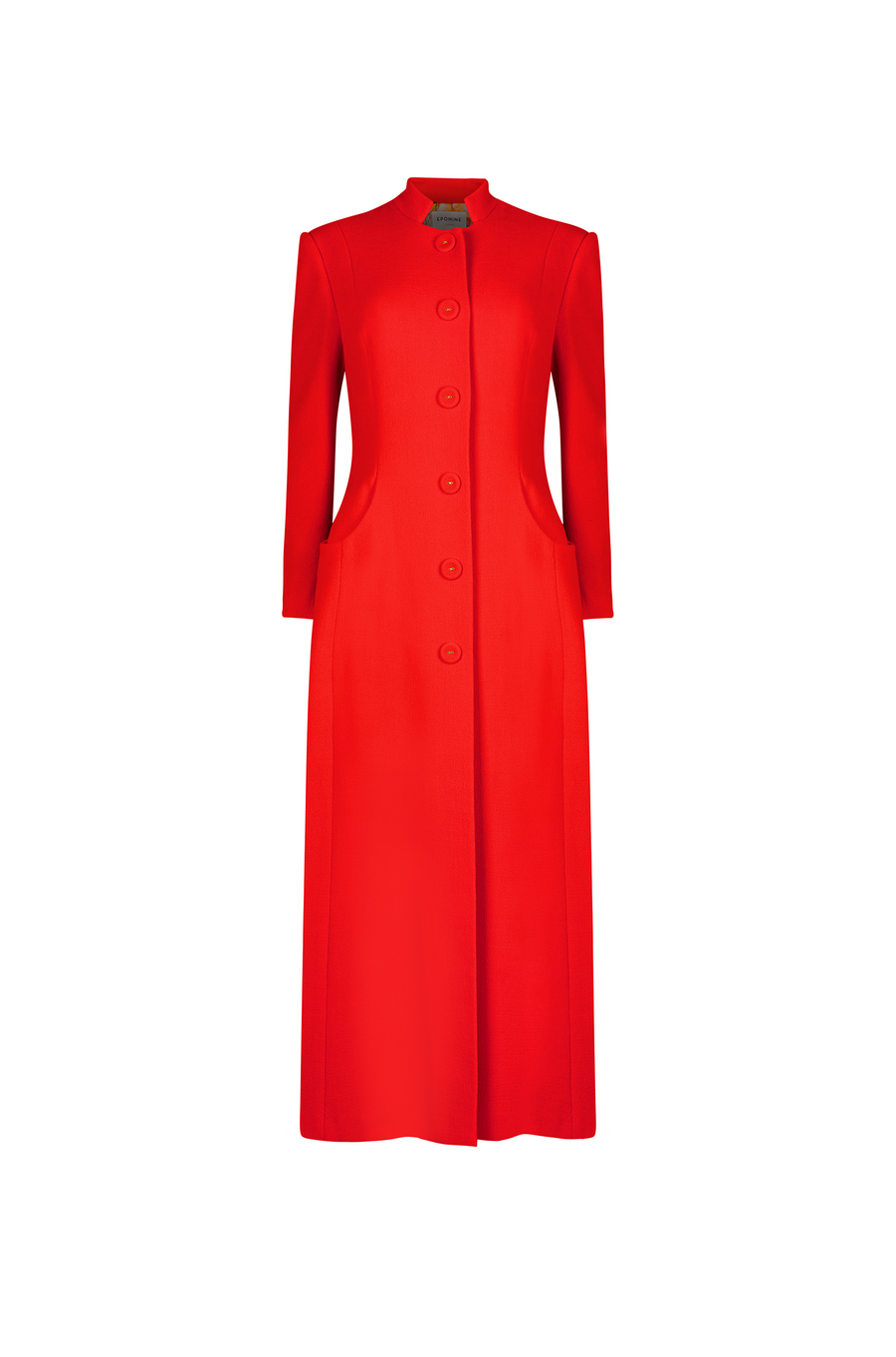 TULIP | Wool Crepe Midi Coat-Dress With Mandarin Collar
